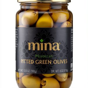 Mina Pitted Green Olives 12.5 Ounce Organic Gluten Free Low Sodium-0