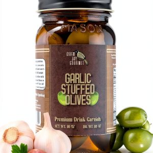Green Jay Gourmet Stuffed Olives - Garlic Flavor, 1-2 Pound Packs-0